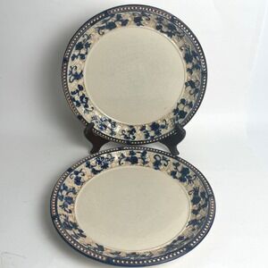 Temp-tations By Tara Floral Lace Blue White Dinner Plates 10" Set‎ 2 Stoneware